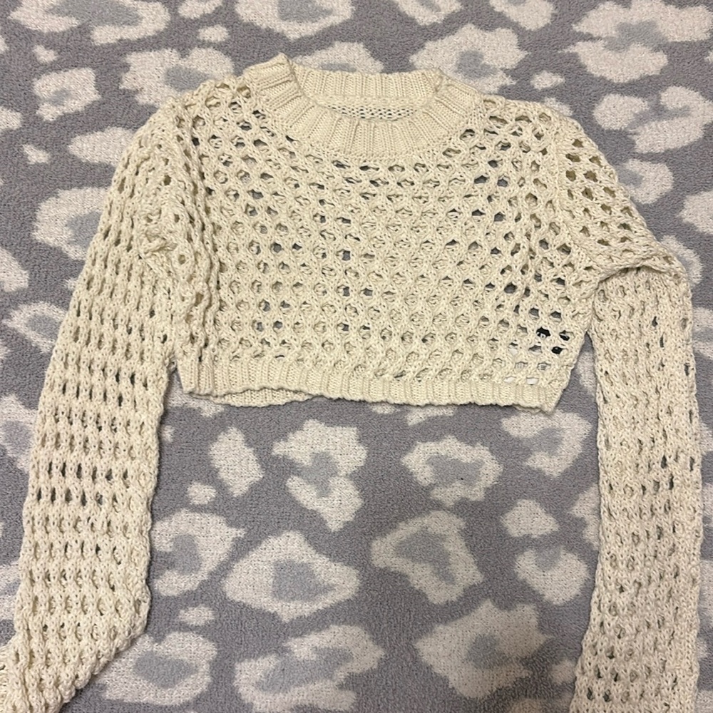 cropped white knit sweater